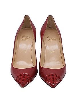 Christian Louboutin Christian Louboutin Geo Spike Pumps in Burgundy Leather (view 2)