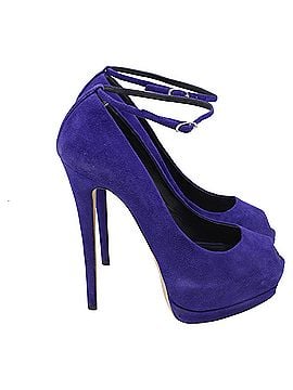 Giuseppe Zanotti Giuseppe Zanotti Ankle Strap Peep Toe Platform Pumps in Violet Suede (view 1)