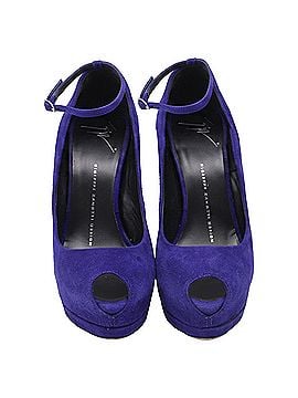 Giuseppe Zanotti Giuseppe Zanotti Ankle Strap Peep Toe Platform Pumps in Violet Suede (view 2)