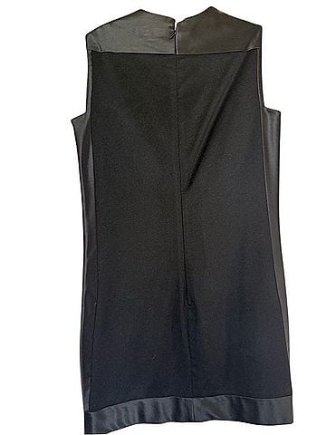 TSE Black Satin-Trim Sleeveless Mini Shift Dress Casual Dress (view 2)