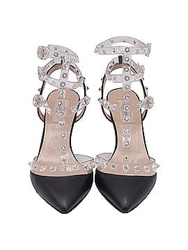 Mario Valentino Valentino Garavani Rockstud T-Strap Pumps in Black Leather (view 2)