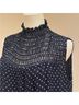 FRAME Denim 100% Viscose Polka Dots Blue White Sleeveless Blouse Size S - photo 8