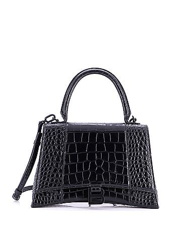 Balenciaga Hourglass Top Handle Bag Crocodile Embossed Leather Medium (view 1)