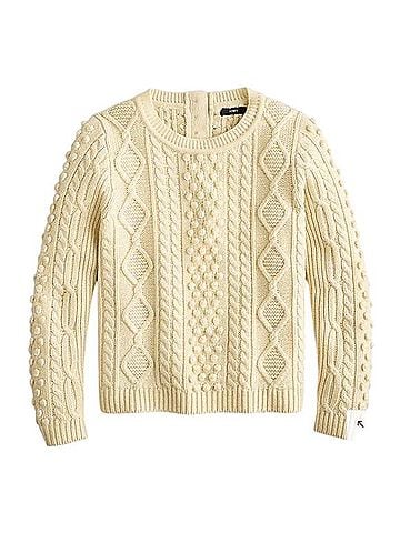 J.Crew Button Cable Knit Crewneck Sweater Casual Sweaters (view 1)