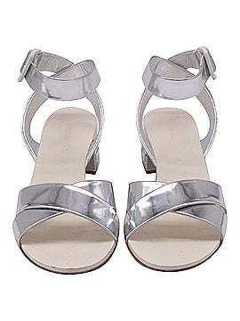 Miu Miu Miu Miu Crysta- Embellish Sandal Heels in Silver Patent Leather (view 2)