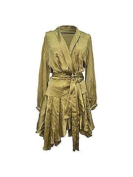 Zimmermann Zimmermann Empire Wrap Mini Dress in Olive Silk (view 1)