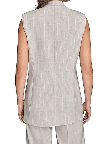 Donna Karan New York Pinstripe Double Breast Vest Vest (view 2)