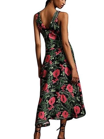 Maeve Ruched Floral Midi Dress Cocktail Dress (view 2)