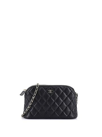 Chanel CC Dome Zip Clutch with Chain Quilted Caviar Small (view 1)