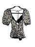 V. Chapman 100% Polyester Animal Print Multi Color Short Sleeve Blouse Size 2 - photo 9