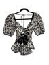 V. Chapman 100% Polyester Animal Print Multi Color Short Sleeve Blouse Size 2 - photo 2