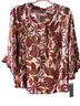 Democracy Tropical Brown Orange Ivory 3/4 Sleeve Blouse Size 2X - photo 1