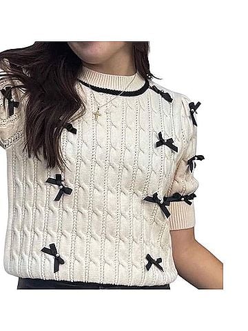 THML Bow Detail Knit Top Pullover Sweater (view 1)