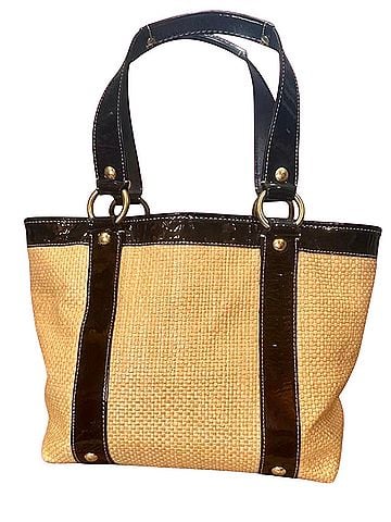 Coach Coach Legacy Woven Straw Tote Bag Leather Tote (view 2)