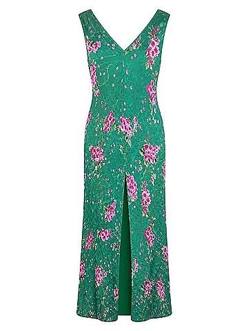 April Cornell April Cornell Floral Green Midi Dress Size M Casual Dress (view 1)