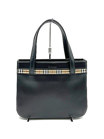 Burberry Burberrys Nova Check Tote Bag Handbag Leather Black Women's (view 1)