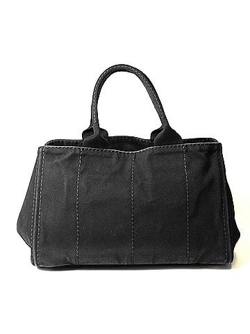Prada PRADA Canapa M Tote Bag, Canvas, Black, Women's (view 2)