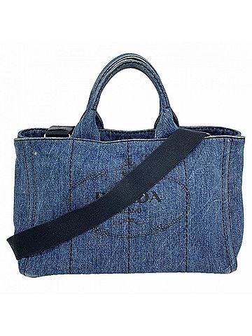 Prada Prada Canapa handbag, denim navy, 2-way bag for women (view 1)