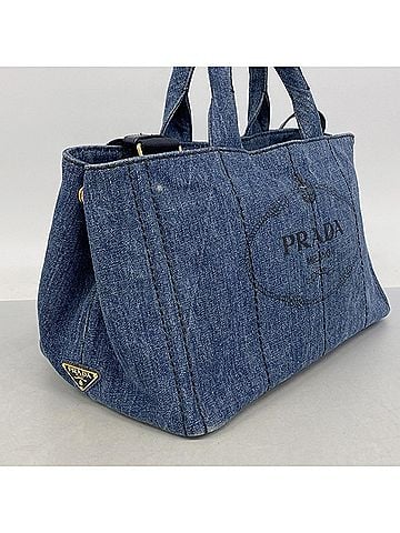 Prada Prada Canapa handbag, denim navy, 2-way bag for women (view 2)