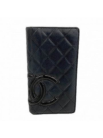 Chanel Chanel Cambon Lambskin Long Wallet, Black, Women's (view 1)