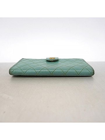 Chanel Chanel long wallet, Matelassé caviar leather, mint green, women's. (view 2)