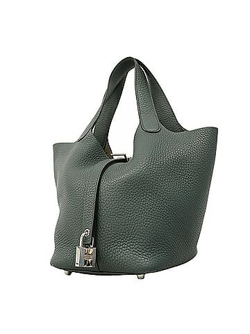 Hermès Hermes Picotin Lock PM handbag, Taurillon Clemence leather, Vert Amande (Z stamp), women's. (view 1)