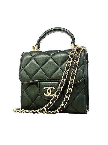 Chanel Chanel Matelassé Chain Shoulder Handbag, Lambskin, Dark Green/Champagne, 2-way Bag for Women (view 1)