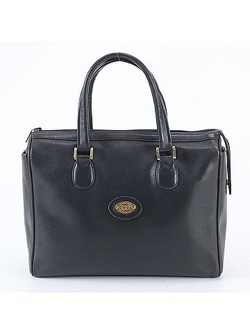 Gucci Vintage Old Gucci Interlocking G Leather Handbag Tote Bag Navy Blue Women's (view 1)
