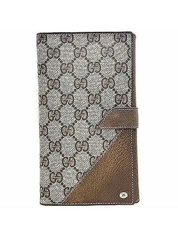 Gucci Gucci Old GG Plus Double Long Wallet, PVC Leather, Beige Brown, 64 03 107, GUCCI Interlocking G (view 1)