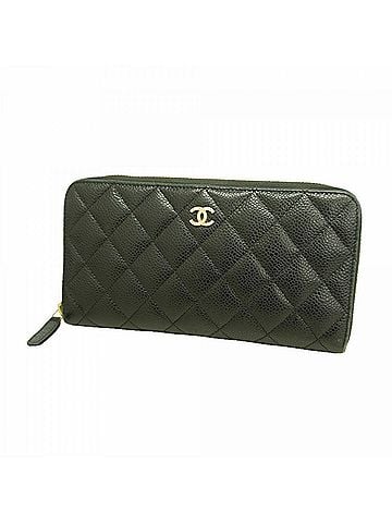 Chanel Chanel long wallet, Matelassé caviar leather, black, women's. (view 1)