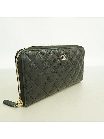 Chanel Chanel long wallet, Matelassé caviar leather, black, women's. (view 2)