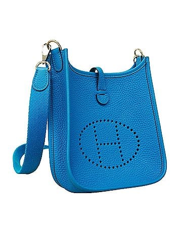Hermès Hermes Evelyne TPM Shoulder Bag, Taurillon Clemence Leather, Blue Frida, Z Stamp, Women's (view 2)