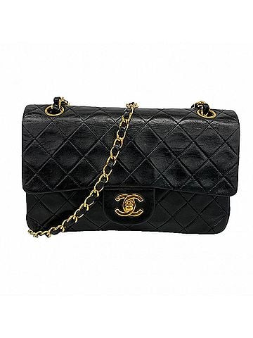Chanel Chanel Matelassé Shoulder Bag, Double Flap, Chain, Lambskin, Black, Women's (view 1)