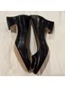 Tory Burch 100% Leather Black Gold Heels Size 6 - photo 5