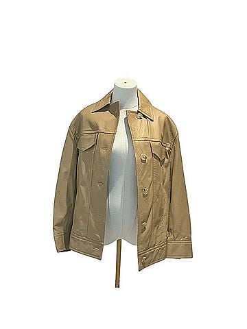 Vince. Washed Leather Trucker Jacket Leather Jacket (view 1)