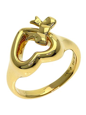 Tiffany & Co. Tiffany &amp; Co. Ribbon Heart Ring, 18K Yellow Gold, Women's Ring. (view 2)