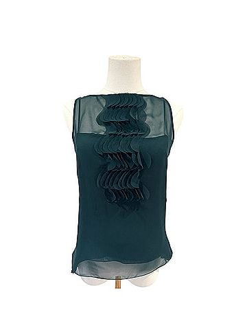 Akris Punto Sleeveless Ruffle Front Chiffon Top Sleeveless Blouse (view 1)