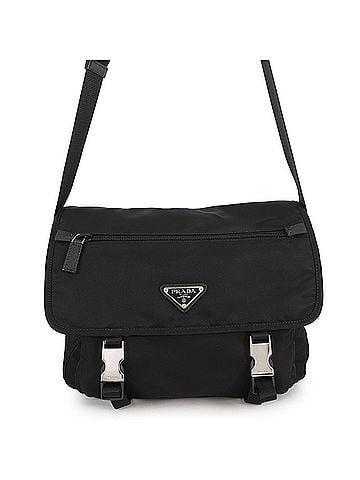 Prada Prada shoulder bag, triangle design, nylon, PRADA handbag, black, (view 1)