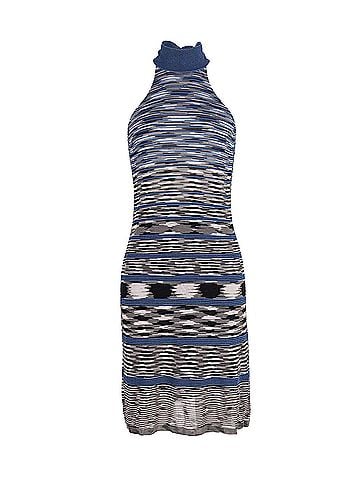 Missoni Missoni Printed Halter Dress in Blue Viscose (view 1)