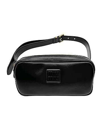 Miu Miu Miu Miu MIUMIU Logo Body Bag/Waist Bag DNP104 Leather Black Women's (view 1)