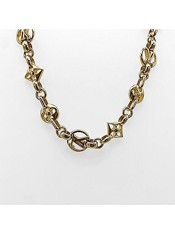 Louis Vuitton LOUIS VUITTON Louis Vuitton Collier Crazy in Lock Necklace Monogram Flower Link Chain M00371 GP Men's Women's (view 2)