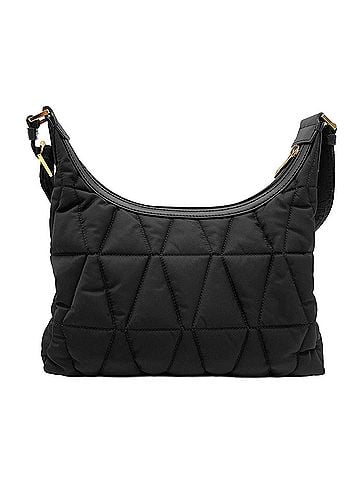 Versace VERSACE Tag Hobo Shoulder Bag, Logo, Quilted Nylon, Black, Women's (view 2)