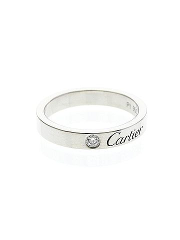 Cartier Cartier C De Cartier Ring With 1 Diamond Platinum Fashion Diamond Band Ring Silver (view 1)