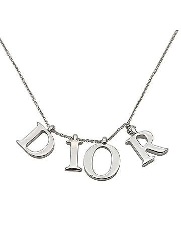 Christian Dior Christian Dior Necklace, Metal, Silver Plated, Logo, Women's (view 1)