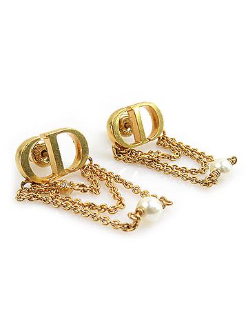 Christian Dior Christian Dior earrings, metal, gold, women's, r11298k (view 2)