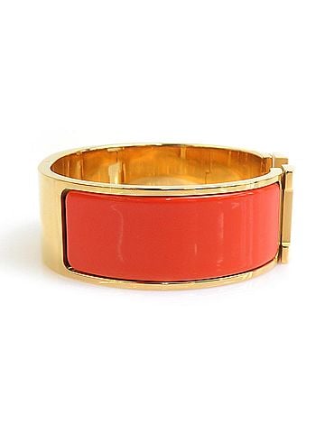 Hermès Hermes HERMES Bangle Bracelet Clic Clack H Metal Enamel Gold Orange Women's e62026k (view 2)