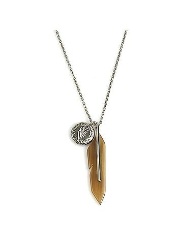 Louis Vuitton Louis Vuitton LOUIS VUITTON Necklace Metal Silver Brown Men's M00047 r11302a (view 1)
