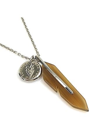 Louis Vuitton Louis Vuitton LOUIS VUITTON Necklace Metal Silver Brown Men's M00047 r11302a (view 2)