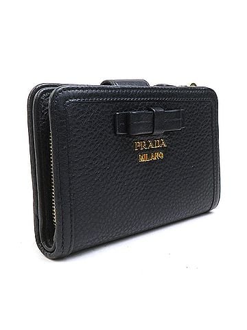Prada Prada PRADA Bi-fold Wallet Leather Black Gold Women's e62022k (view 2)