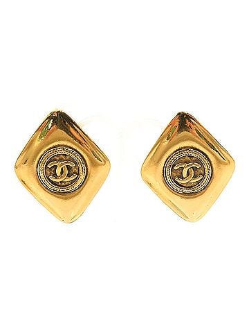 Chanel Chanel earrings, Coco Mark design, metal, gold, women's, e62033k (view 1)
